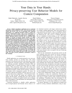 Privacy-preserving User Behavior Models for Context