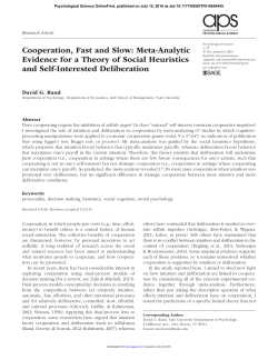 Cooperation, Fast and Slow