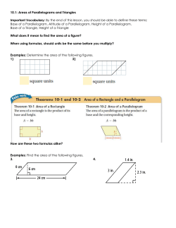 10.1: Areas of Parallelograms and Triangles Important Vocabulary