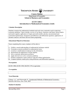 Course Outline School of Business and Economics ECON 3200