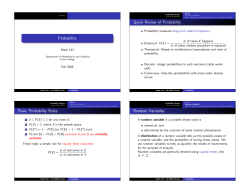 Probability Quick Review of Probability Basic Probability Rules