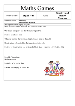 Maths Games Game Name Tug of War Focus Negative and Positive