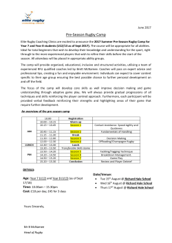 Pre-Season Rugby Camp