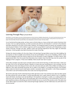 Learning Through Play by David Elkind