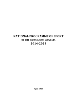 National Programme of Sport of the Republic of Slovenia 2014-2023