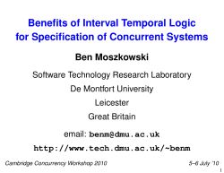 Interval Temporal Logic (ITL) - University of York, Department of