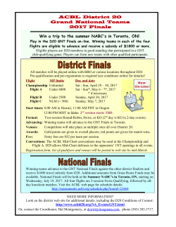 ACBL District 20 Grand National Teams 2017 Finals Win a trip to the