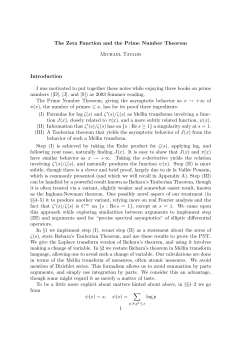 The Zeta Function and the Prime Number Theorem Michael Taylor