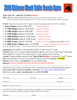 1. Open Singles (start at 9:00 AM) Limited to 21 Players 2. U
