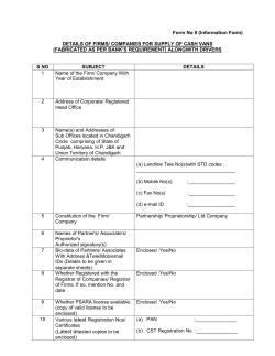 (Information Form) DETAILS OF FIRMS/ COMPANIES FOR SUPPLY