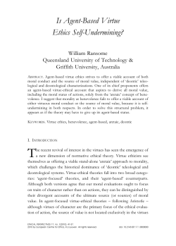 Is Agent-Based Virtue Ethics Self-Undermining?