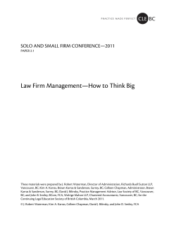 Law Firm Management&mdash;How to Think Big