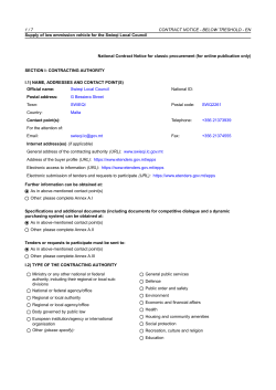 1 / 7 CONTRACT NOTICE - BELOW TRESHOLD