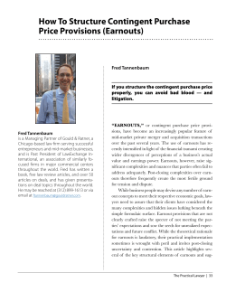 How To Structure Contingent Purchase Price Provisions (Earnouts)