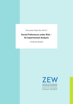 Social Preferences under Risk &ndash; An Experimental Analysis