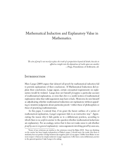 Mathematical Induction and Explanatory Value in Mathematics.