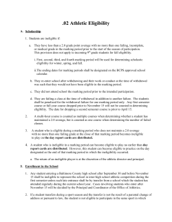 BCPS Athletic Rules and Regulations