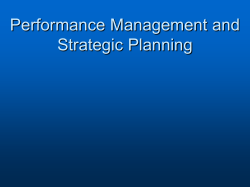 Performance Management and Strategic Planning