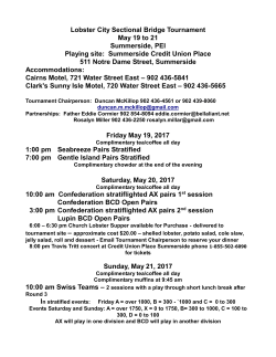 Lobster City Sectional Bridge Tournament May 19 to 21