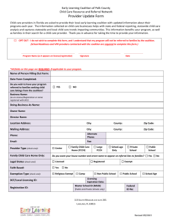 Provider Update Form 2016-2017 - Early Learning Coalition of Polk