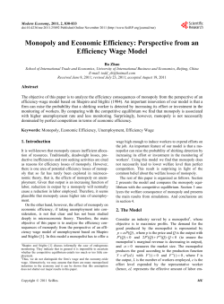 Monopoly and Economic Efficiency: Perspective from an Efficiency