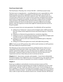 Final Exam Study Guide The Final Exam is Thursday, Dec 13 from 9