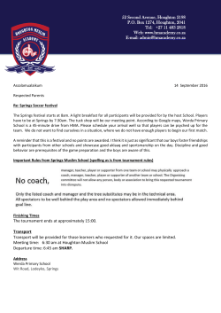 Springs Soccer Tournament Newsletter