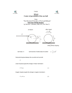 Center of percussion of the cue ball