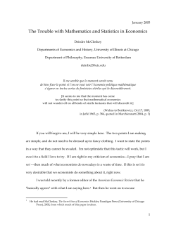 The Trouble with Mathematics and Statistics in Economics