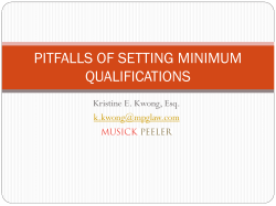 pitfalls of setting minimum qualifications - PTC-SC