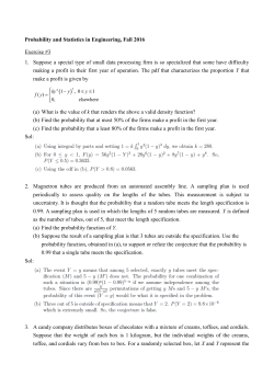 Probability and Statistics in Engineering, Fall 2016 Exercise #3 1