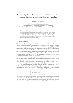 An investigation of compact and efficient number representations in