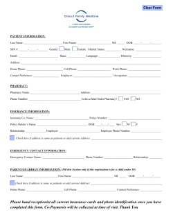Please hand receptionist all current insurance cards and photo