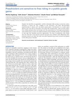 Preschoolers are sensitive to free riding in a public goods game