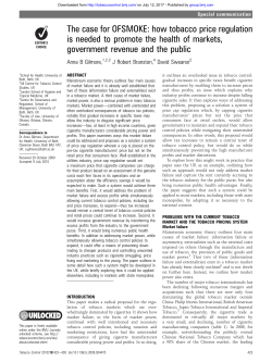 The case for OFSMOKE: how tobacco price regulation is needed to