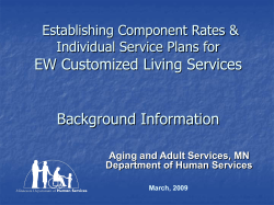 EW Customized Living Services Establishing Component Rates
