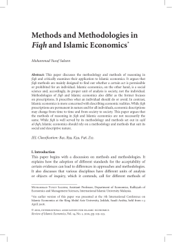 Methods and Methodologies in Fiqh and Islamic Economics*