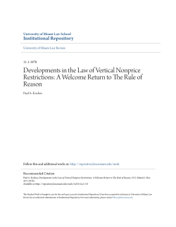 Developments in the Law of Vertical Nonprice Restrictions: A