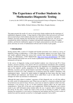 Students` experience of mathematics diagnostic testing