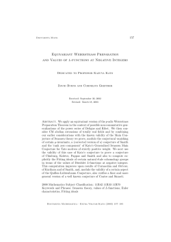 Equivariant Weierstrass Preparation and Values of L