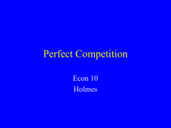 Perfect Competition: Generic Cost Curves