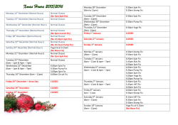 Monday 14th December (Normal Hours) Normal Classes (No 7pm