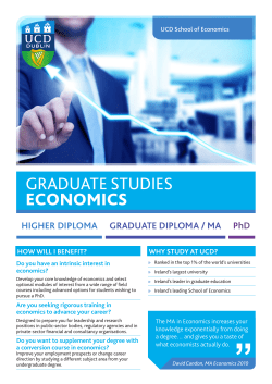 graduate studies economics - University College Dublin