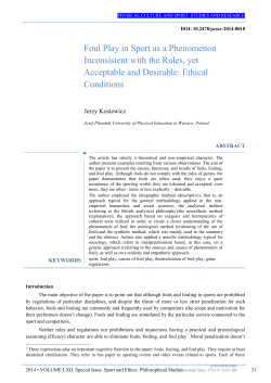 Foul Play in Sport as a Phenomenon Inconsistent with the Rules, yet