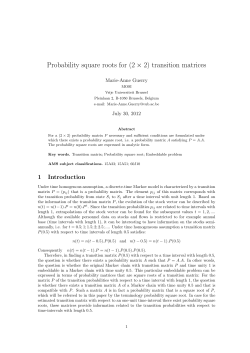 Probability square roots for (2 × 2) transition matrices