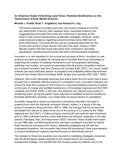 An Empirical Study of Declining Lead Times: Potential