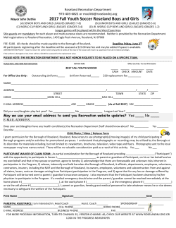 Fall Youth Soccer - Borough of Roseland