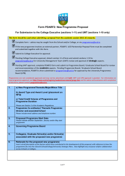 Form PDARF2: New Programme Proposal