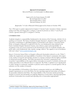 Integrity in Research - School of Medicine, Queen`s University