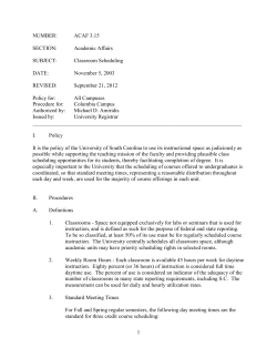 Classroom Scheduling - University of South Carolina